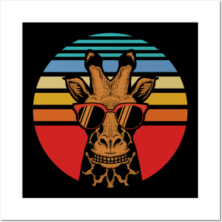 Giraffe on Sunset Posters and Art